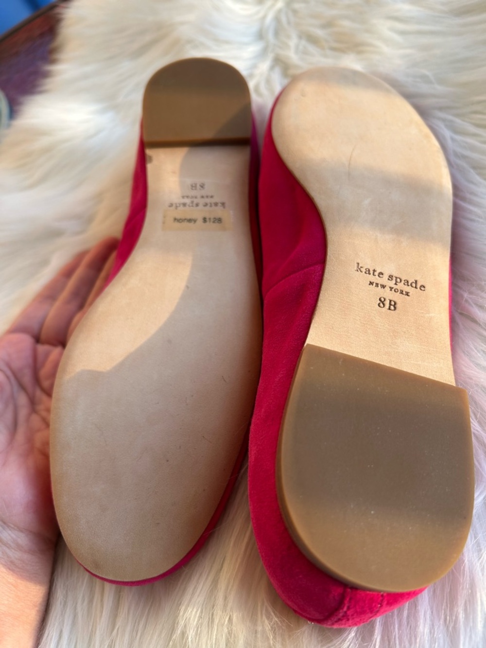 kate spade Hot Pink Suede Ballet Flats with Bow - Picture 8 of 8